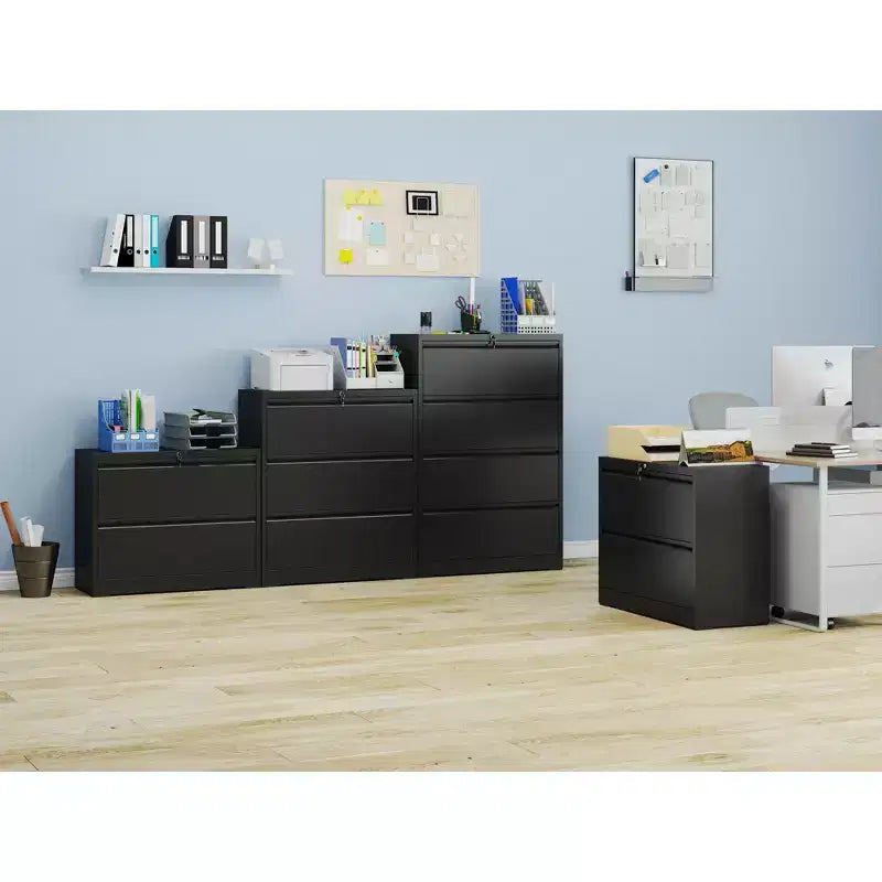 Archivador lateral con cerradura VIYET 40H - Metal resistente para oficina en casa, guías de extensión total silenciosas, antivuelco, apto para cartas/oficio/A4/F4
