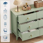 Cómoda Fluted de 6 cajones Acekool 54, arcón de almacenamiento ancho moderno con cajones profundos y kit antivuelco