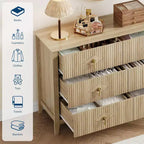 Cómoda Fluted de 6 cajones Acekool 54, arcón de almacenamiento ancho moderno con cajones profundos y kit antivuelco