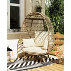 Sillón colgante de exterior con cojines gruesos, silla tipo cesta de mimbre extragrande para balcón, patio, sala de estar, capacidad de 158 kg