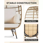 Sillón colgante de exterior con cojines gruesos, silla tipo cesta de mimbre extragrande para balcón, patio, sala de estar, capacidad de 158 kg