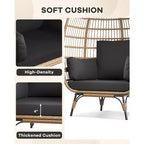 Sillón colgante de exterior con cojines gruesos, silla tipo cesta de mimbre extragrande para balcón, patio, sala de estar, capacidad de 158 kg