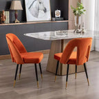 Juego de 2 sillas de comedor tapizadas en terciopelo, sillas decorativas con ribete de tachuelas y patas de metal negro con punta dorada para cocina o comedor - Panipeachy