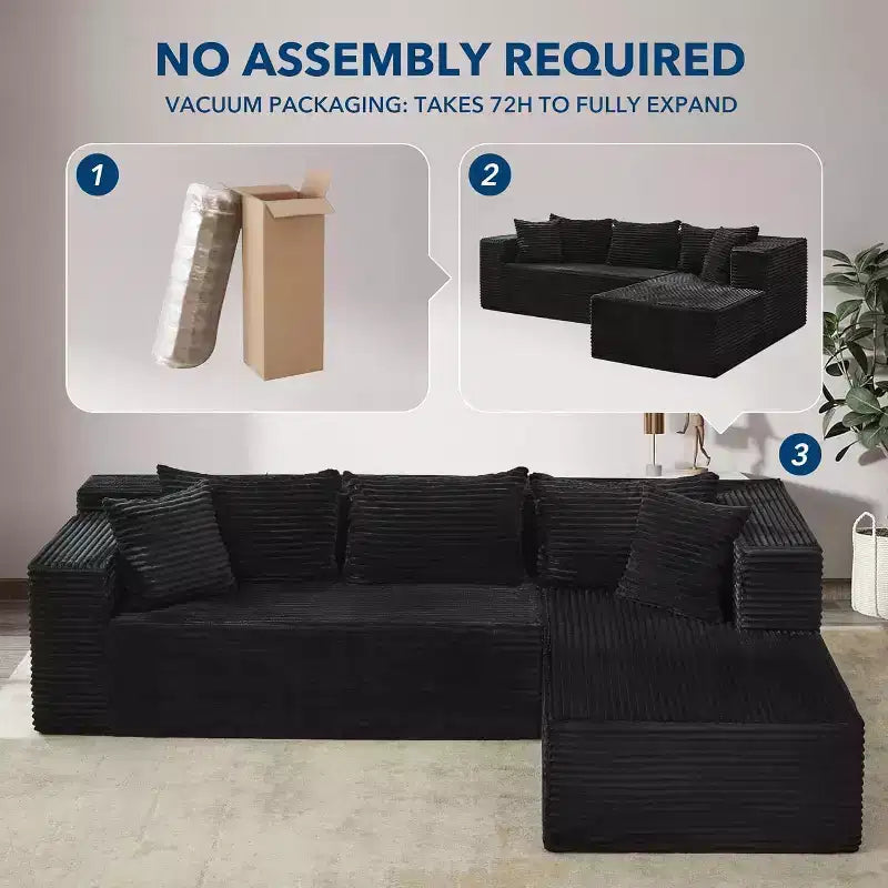 Sofá esquinero modular en forma de nube de 106 pulgadas, sofá con diván, sofá en forma de L de 3 plazas para sala de estar, asiento profundo de espuma viscoelástica
