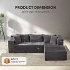 Sofá esquinero modular en forma de nube de 106 pulgadas, sofá con diván, sofá en forma de L de 3 plazas para sala de estar, asiento profundo de espuma viscoelástica