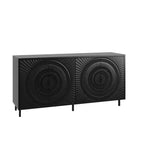 Clihome Aparador moderno de madera negra, buffet, acento, dormitorio, mueble de TV, pasillo, vitrina, cocina, alacena, gabinete de almacenamiento, muebles para el hogar, para comedor, sala de estar