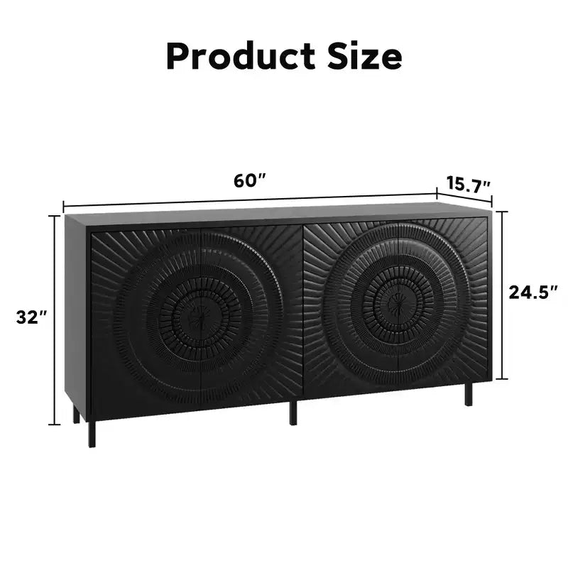 Clihome Aparador moderno de madera negra, buffet, acento, dormitorio, mueble de TV, pasillo, vitrina, cocina, alacena, gabinete de almacenamiento, muebles para el hogar, para comedor, sala de estar