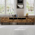 Mueble de TV MAYEERTY de mediados de siglo con 2 cajones, mesa consola multimedia para televisores de hasta 85 pulgadas, centro de entretenimiento con almacenamiento para sala de estar