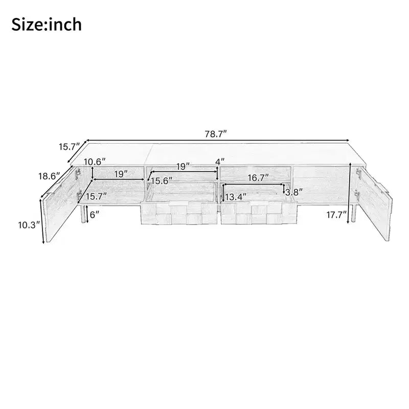 Mueble de TV MAYEERTY de mediados de siglo con 2 cajones, mesa consola multimedia para televisores de hasta 85 pulgadas, centro de entretenimiento con almacenamiento para sala de estar