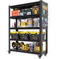 VIYET 78H Heavy-Duty Metal Shelving with Pegboard & Wheels - Adjustable Multipurpose Storage Rack for Garage/Warehouse/Office/Kitchen