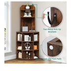 Estantería esquinera de 6 niveles, mueble esquinero industrial con compartimentos para oficina, estante de almacenamiento con estación de carga USB y tomas de corriente