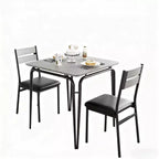 3 Piece Dining Table Set - Square Kitchen Table with Upholstered Chair for 2, Modern Small Apartment Dining Set for Apartment