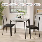 Juego de comedor de 3 piezas - Mesa de cocina cuadrada con sillas tapizadas para 2 personas, juego de comedor moderno pequeño para apartamento
