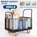 Carro de plataforma de 2000 Lbs con jaula, carro de mano plegable 6 en 1 de alta resistencia con jaulas, carro de mano plegable Dolly