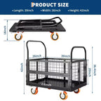 Carro de plataforma de 2000 Lbs con jaula, carro de mano plegable 6 en 1 de alta resistencia con jaulas, carro de mano plegable Dolly