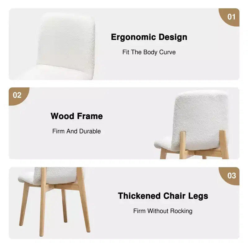 PexFix Juego de 2 sillas de comedor tapizadas, sillas de cocina modernas de tela con asiento acolchado y patas de madera resistentes, sillas auxiliares para comedor o sala de estar