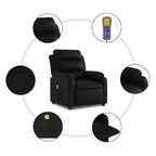 vidaXL Sillón reclinable de masaje ajustable negro de cuero sintético - Reclinación manual por empuje hacia atrás