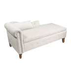 Sofá reclinable moderno con almacenaje, ribete de tachuelas, sillón tapizado de terciopelo capitoné con almacenaje y almohada para sala de estar