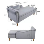 Sofá reclinable moderno con almacenaje, ribete de tachuelas, sillón tapizado de terciopelo capitoné con almacenaje y almohada para sala de estar