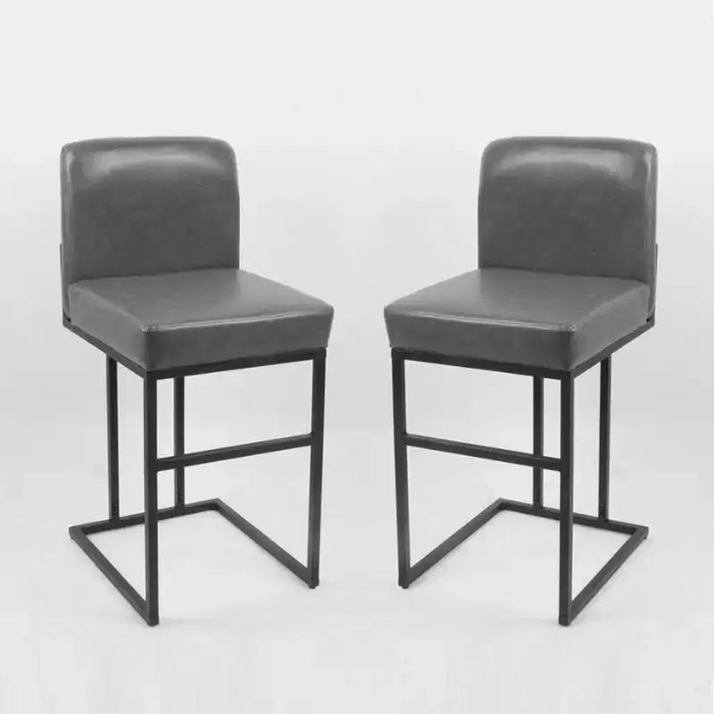 Industrial Backrest Bar Stools (Upholstered+Iron Frame, BY-2413 with Adjustable Foot Nails)