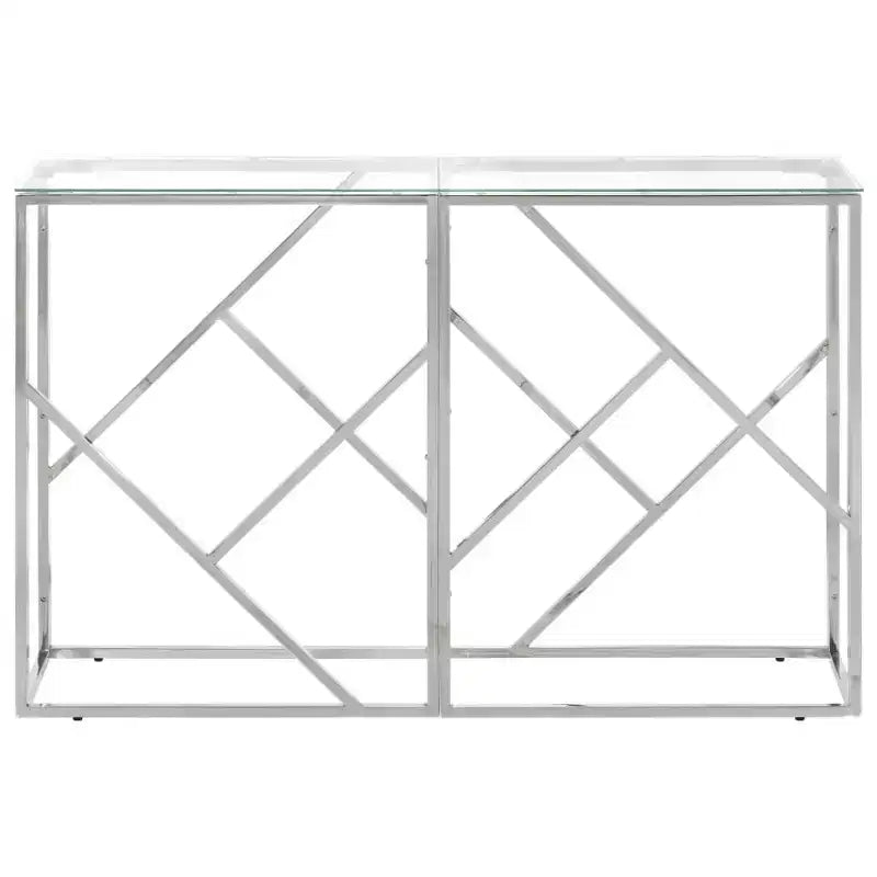 vidaXL Mesa consola Pasillo Sala de estar Acero inoxidable y Vidrio templado
