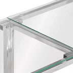 vidaXL Mesa consola Pasillo Sala de estar Acero inoxidable y Vidrio templado