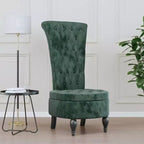 vidaXL Silla de respaldo alto Terciopelo verde oscuro, Madera maciza, Contrachapado Individual