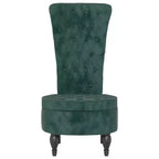 vidaXL Silla de respaldo alto Terciopelo verde oscuro, Madera maciza, Contrachapado Individual
