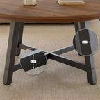 Mesa de centro redonda de 36 pulgadas con tapa de vetas de madera, patas de metal gruesas y pies ajustables, mesa central circular moderna para sala de estar y apartamentos