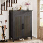 Mueble Zapatero de 5 Niveles Lantine con Puertas Persianas y Cajón, Organizador de Zapatos con Estantes Ajustables para Entrada, Pasillo, Armario, Negro