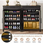 Mueble Zapatero de 5 Niveles Lantine con Puertas Persianas y Cajón, Organizador de Zapatos con Estantes Ajustables para Entrada, Pasillo, Armario, Negro