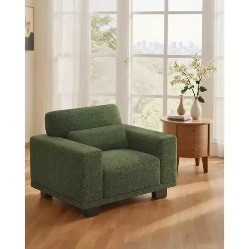 40 Sillón individual moderno de brazo ancho y asiento profundo, sofá individual para sala de estar, cómodo sofá individual con una capacidad de peso máxima de 300 lb, verde