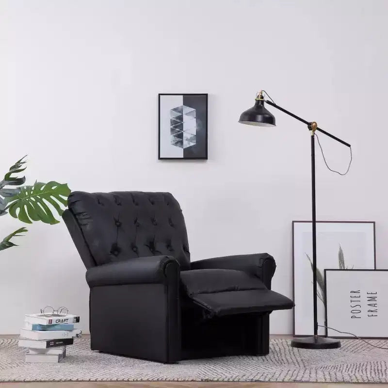 vidaXL Sillón reclinable de cuero sintético negro