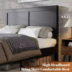 GDFStudio Rixa: Cama de plataforma industrial de madera con cabecero