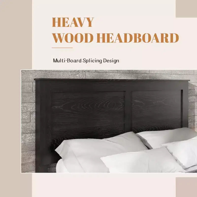 GDFStudio Rixa: Cama de plataforma industrial de madera con cabecero