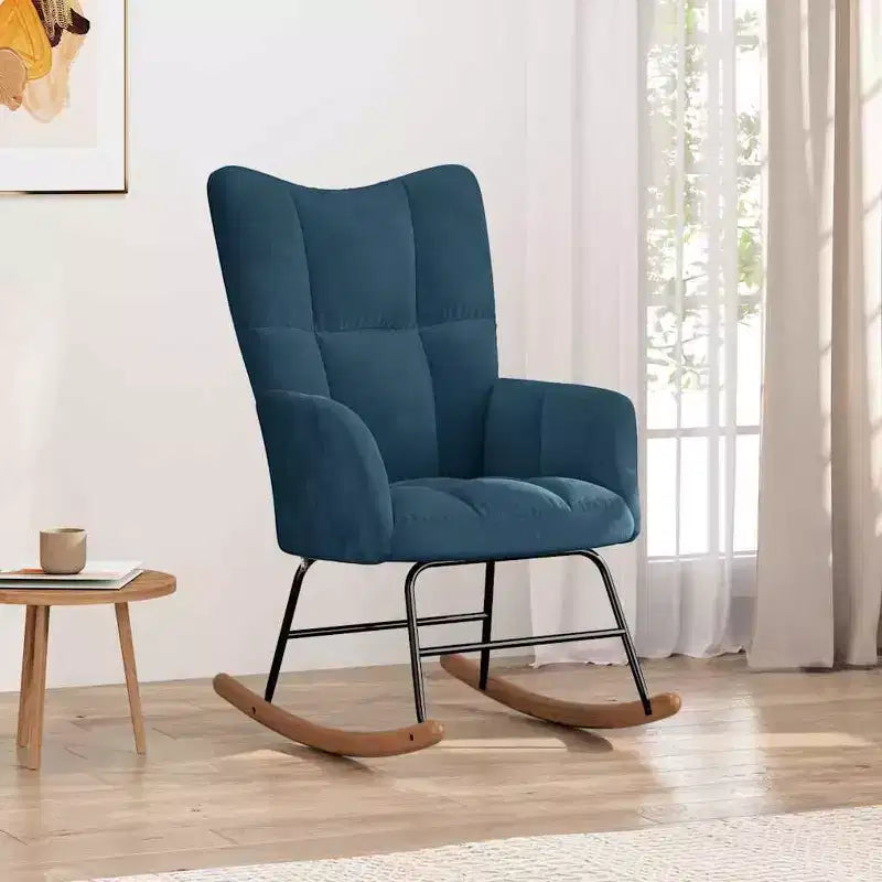 vidaXL Sillón balancín de terciopelo azul para salón, sin reposapiés