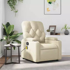 vidaXL Sillón reclinable de masaje de piel sintética color crema