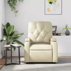vidaXL Sillón reclinable de masaje de piel sintética color crema