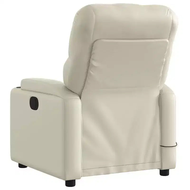 vidaXL Sillón reclinable de masaje de piel sintética color crema