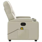 vidaXL Sillón reclinable de masaje de piel sintética color crema