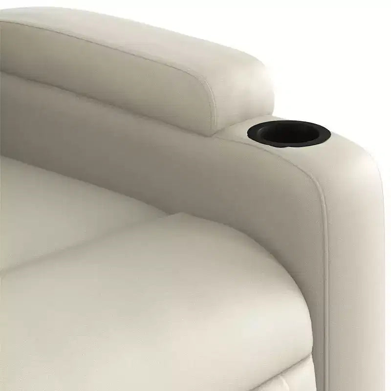 vidaXL Sillón reclinable de masaje de piel sintética color crema
