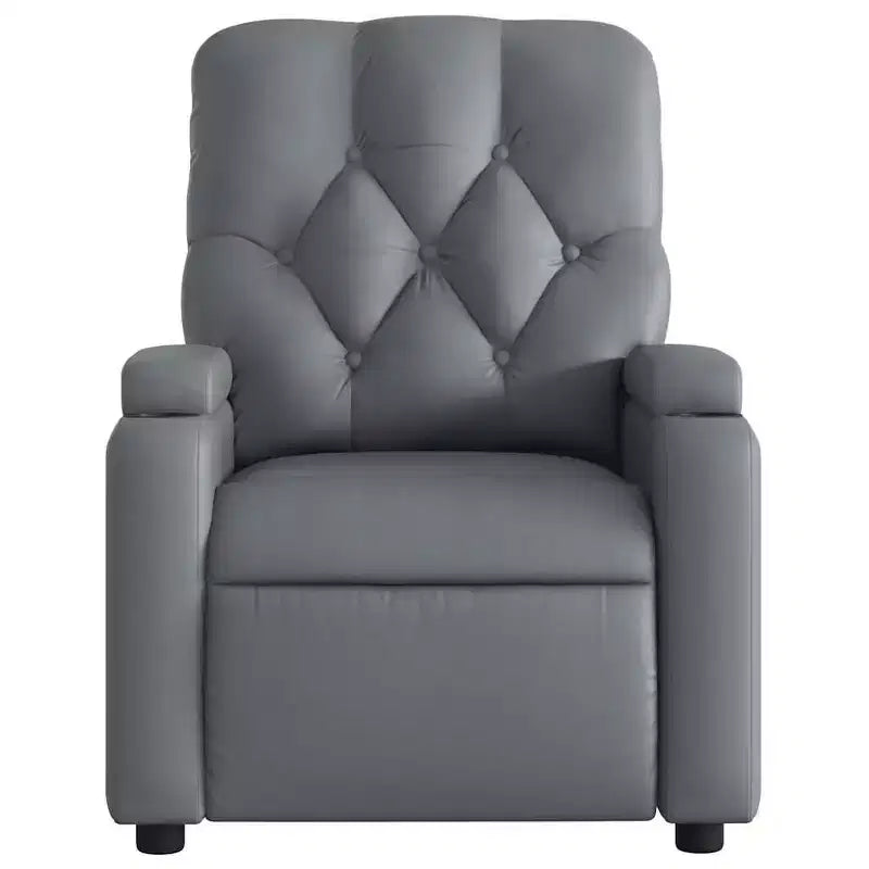 vidaXL Sillón reclinable de masaje de piel sintética color crema
