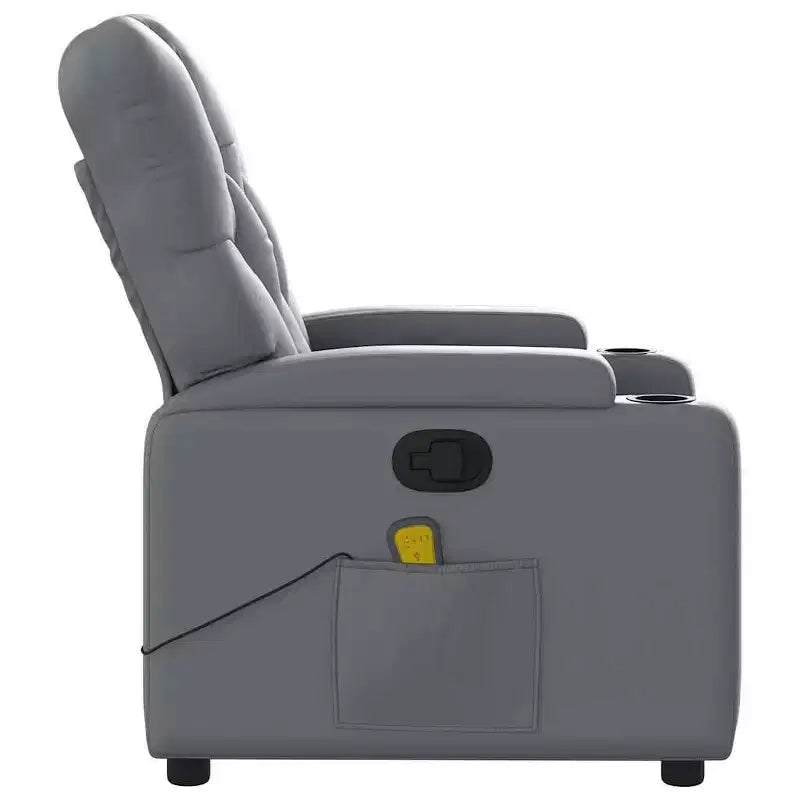 vidaXL Sillón reclinable de masaje de piel sintética color crema