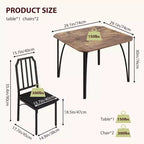 Juego de mesa de comedor para 2 personas con diseño que ahorra espacio, tablero de cristal, asiento tapizado y diseño biselado, adecuado