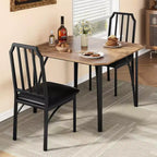 Dining Table Set for 2 with Space Saving Design, Glass Tabletop, Upholstered Seat, and Chamfer Design,Suitable