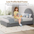 Estructura de cama doble con somier acolchado y plataforma de cabecero de lana de cordero, estructura de cama similar a una nube con esquinas suaves y redondeadas, fácil de montar