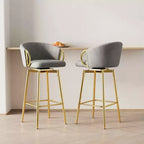 MAYEERTY - Juego de 2 sillas de comedor de 30 pulgadas, estilo moderno, sillas de bar giratorias con taburetes altos para cocina, bar, restaurantes, beige gris