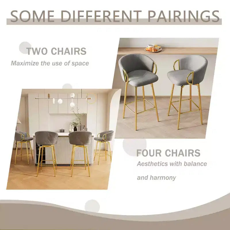 MAYEERTY - Juego de 2 sillas de comedor de 30 pulgadas, estilo moderno, sillas de bar giratorias con taburetes altos para cocina, bar, restaurantes, beige gris