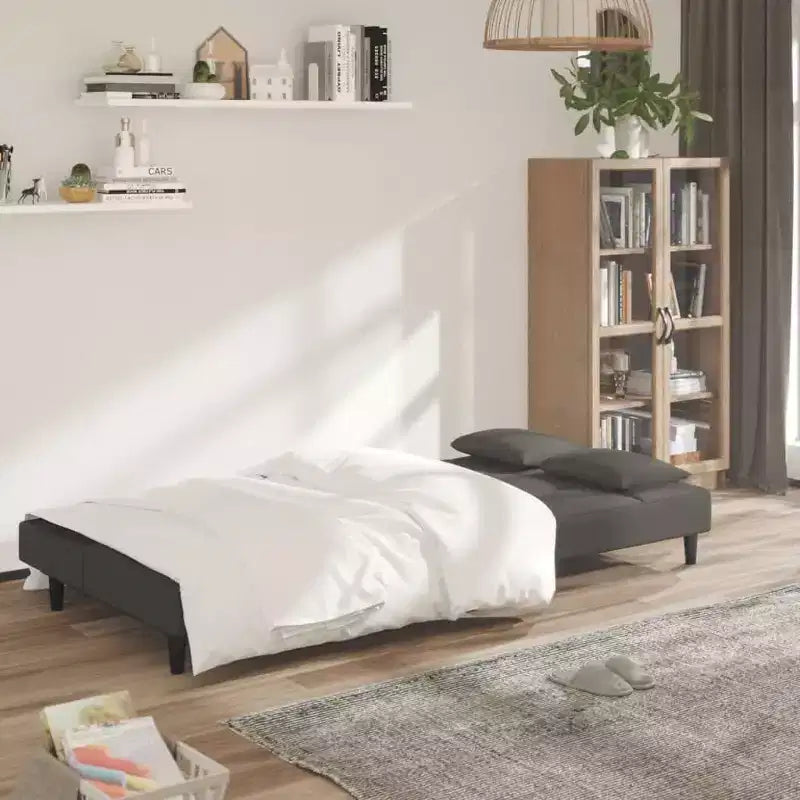 Sofá cama de 2 plazas vidaXL con dos almohadas de terciopelo negro