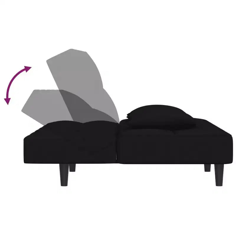 Sofá cama de 2 plazas vidaXL con dos almohadas de terciopelo negro